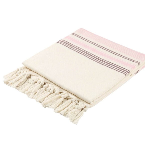 Bamboo & Turkish Cotton Baby Pink Striped Bath Towel - Citizens of the Beach - Picture 5 of 5